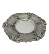 FINE 925 STERLING SILVER HANDMADE LEAF APPLQUE ORNATE MATTE & SHINY CUP & TRAY