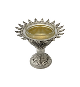 925 STERLING SILVER HANDMADE LEAF APPLIQUE CHASED SWIRL MATTE SHINY SALT HOLDER