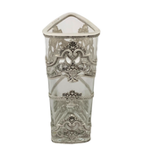 TOPAZIO 925 STERLING SILVER & CRYSTAL HANDMADE FLORAL ORNATE SQUARE FLOWER VASE