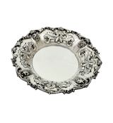 FINE ITALIAN 925 STERLING SILVER HANDMADE FLORAL LEAF ORNATE SHINY CUP & TRAY