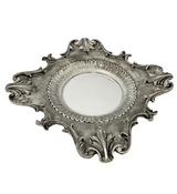 925 STERLING SILVER HANDMADE LEAF APPLIQUE ORNATE MATTE SHINY SQUARE CUP & TRAY