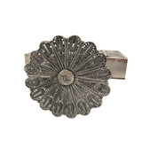 FINE 925 STERLING SILVER HANDMADE HEAVY FILIGREE LACE ORNATE MATCHBOX ON STAND