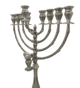 TALL 925 STERLING SILVER HANDMADE LEAF APPLIQUE CHASED ORNATE CHANUKAH MENORAH