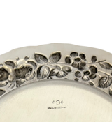 ANTIQUE 925 STERLING SILVER HANDMADE FLORAL REPOUSSE ORNATE ROUND BOWL DISH
