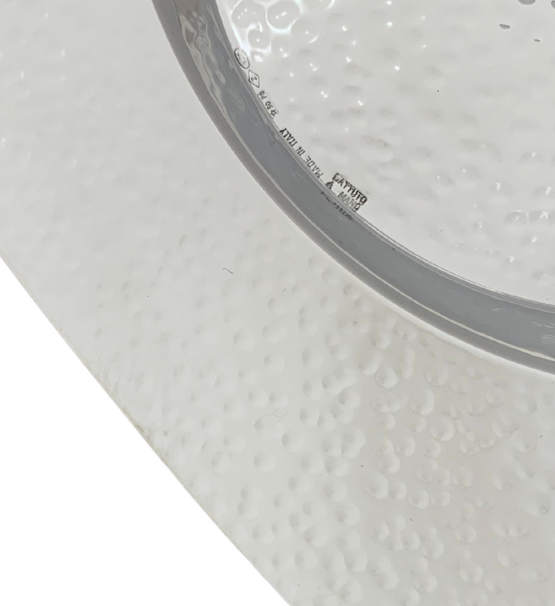 ITALIAN 925 STERLING SILVER HANDMADE HAMMERED MODERN ROUND PLATE TRAY COASTER