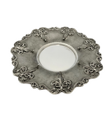 FINE 925 STERLING SILVER HANDMADE LEAF APPLIQUE ORNATE MATTE & SHINY CUP & TRAY