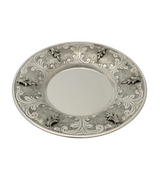 FINE 925 STERLING SILVER HANDMADE LEAF APPLIQUE CHASED MATTE & SHINY CUP & TRAY