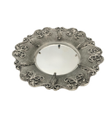 FINE 925 STERLING SILVER HANDMADE ORNATE LEAF APPLIQUE MATTE & SHINY CUP & TRAY