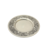 FINE 925 STERLING SILVER HANDMADE CHASED SWIRL MATTE & SHINY ORNATE CUP & TRAY