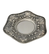 FINE 925 STERLING SILVER HANDMADE CHASED SWIRL MATTE & SHINY FINISH CUP & TRAY