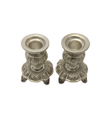 SMALL 925 STERLING SILVER HANDMADE CHASED SWIRL ORNATE MATTE SHINY CANDLESTICKS