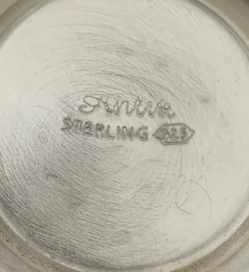 FINE 925 STERLING SILVER HANDMADE CHASED SWIRL MATTE & SHINY SINGLE SALT HOLDER