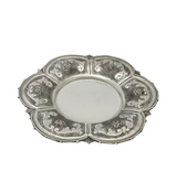 FINE 925 STERLING SILVER HANDMADE FLORAL ORNATE APPLIQUE CHASED CUP & TRAY