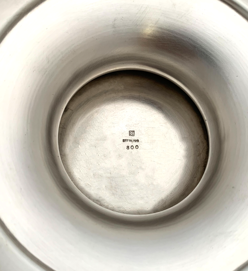 ANTIQUE 800 SILVER HANDMADE FLORAL SWIRL ORNATE SHINY SLEEK BASKET CENTERPIECE