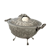 ITALIAN 925 STERLING SILVER HANDMADE CHASED SWIRL LEAF ORNATE CARRIAGE ESROG BOX