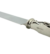 ITALIAN 925 STERLING SILVER HANDMADE WOVEN ORNATE CHASED CUT OUT BREAD KNIFE