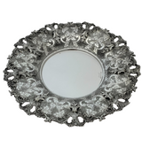 925 STERLING SILVER HANDMADE CHASED LEAF ORNATE MATTE & SHINY VIZNIZ CUP & TRAY