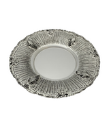 925 STERLING SILVER HANDMADE MODERN LEAF APPLIQUE STRIATED ORNATE CUP & TRAY