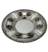 FINE 925 STERLING SILVER HANDMADE FLORAL & LEAF APPLIQUE ORNATE MATTE CUP & TRAY