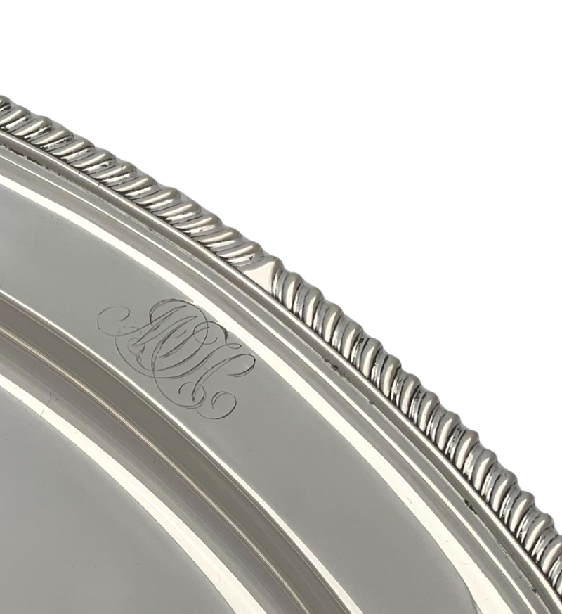 ANTIQUE GORHAM 925 STERLING SILVER HANDMADE MODERN TRIM SHINY SLEEK OVAL TRAY