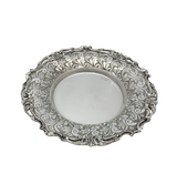 FINE 925 STERLING SILVER HANDMADE CHASED SWIRL ORNATE STRIATED SLEEK CUP & TRAY