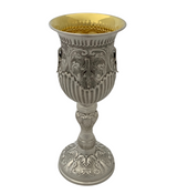 FINE 925 STERLING SILVER HANDMADE LEAF APPLIQUE STRIATED CHASED ELIYAHU CUP