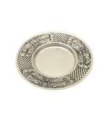FINE 925 STERLING SILVER HANDMADE FLORAL CHASED ORNATE MATTE & SHINY CUP & TRAY