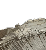 ITALY 925 STERLING SILVER HANDMADE LEAF CHASED SWIRL MATTE & SHINY NAPKIN HOLDER