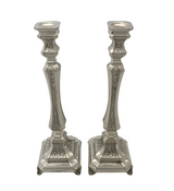 FINE 925 STERLING SILVER HANDMADE CHASED SWIRL ORNATE MATTE & SHINY CANDLESTICKS
