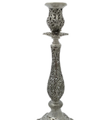 FINE 925 STERLING SILVER HANDMADE CHASED FLORAL LEAF CUT OUT ORNATE CANDLESTICKS