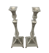 FINE 925 STERLING SILVER HANDMADE CHASED SWIRL ORNATE MATTE & SHINY CANDLESTICKS