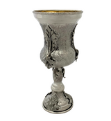 ITALY 925 STERLING SILVER HANDMADE LEAF APPLIQUE SWIRL ORNATE ELIYAHU CUP & TRAY