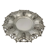 FINE 925 STERLING SILVER HANDMADE CHASED SWIRL LEAF APPLIQUE ORNATE CUP & TRAY