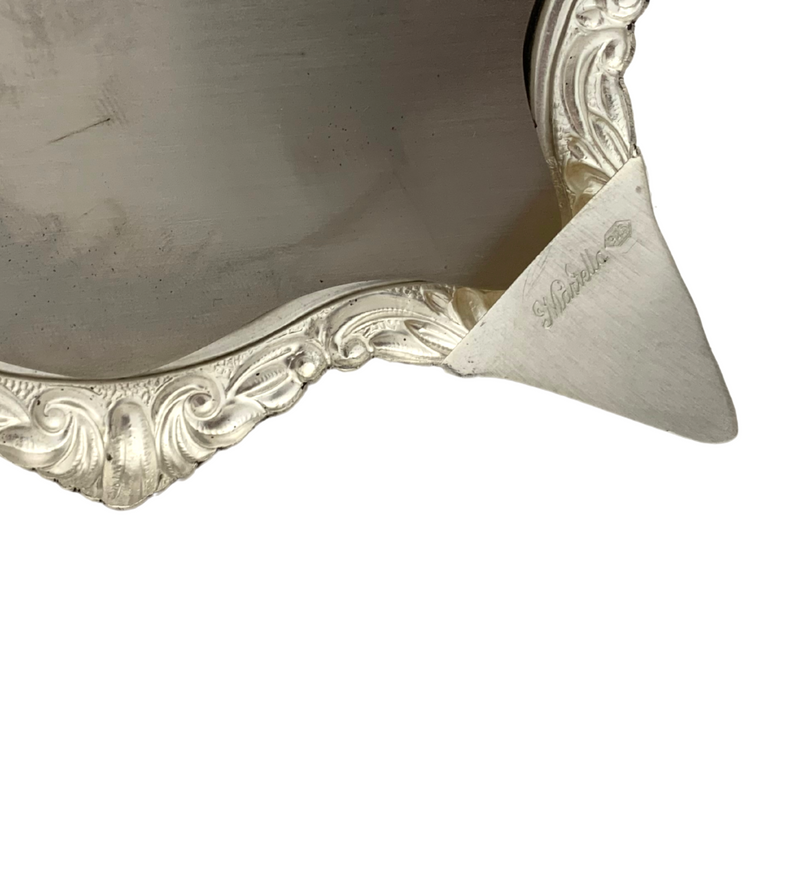 FINE 925 STERLING SILVER HANDMADE LEAF APPLIQUE CHASED MATTE SHINY CANDLESTICKS