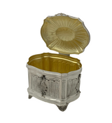 FINE 925 STERLING SILVER HANDMADE LEAF APPLIQUE ORNATE FLORAL STRIATED ESROG BOX