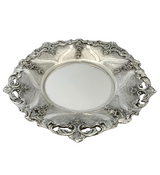 FINE 925 STERLING SILVER HANDMADE FLORAL ORNATE SWIRL MATTE & SHINY CUP & TRAY