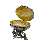 ITALIAN 925 STERLING SILVER HANDMADE LEAF APPLIQUE CHASED MATTE SHINY ESROG BOX