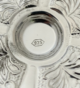 FINE TALL 925 STERLING SILVER HANDMADE CHASED SWIRL LEAF APPLIQUE ORNATE MENORAH