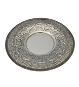 FINE 925 STERLING SILVER HANDMADE ELEGANT CHASED ORNATE MATTE & SHINY CUP & TRAY