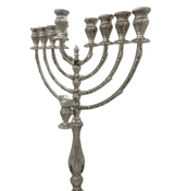 TALL 925 STERLING SILVER HANDMADE LEAF APPLIQUE CHASED ORNATE CHANUKAH MENORAH