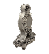 FINE ITALIAN SILVER PLATED FLORAL APPLIQUE WOVEN ORNATE CHASED TABLE CLOCK