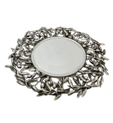 FINE ITALIAN 925 STERLING SILVER HANDMADE 3D OPEN OLIVE TREE LEAF CUP & TRAY