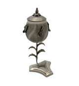 FINE 925 STERLING SILVER HANDMADE LEAF APPLIQUE MATTE & SHINY VIZNIZ CUP & TRAY