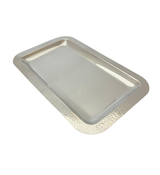 ITALIAN 925 STERLING SILVER HANDMADE MODERN HAMMERED SLEEK RECTANGLE PLATE TRAY