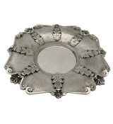 925 STERLING SILVER HANDMADE HEAVY 3D LEAF APPLIQUE FLORAL ORNATE CUP & TRAY
