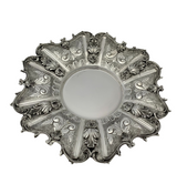 FINE 925 STERLING SILVER HANDMADE LEAF APPLIQUE ORNATE MATTE SHINY CUP & TRAY