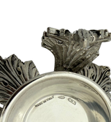 FINE ITALIAN 925 STERLING SILVER & BLUE GLASS LEAF APPLIQUE SINGLE SALT HOLDER