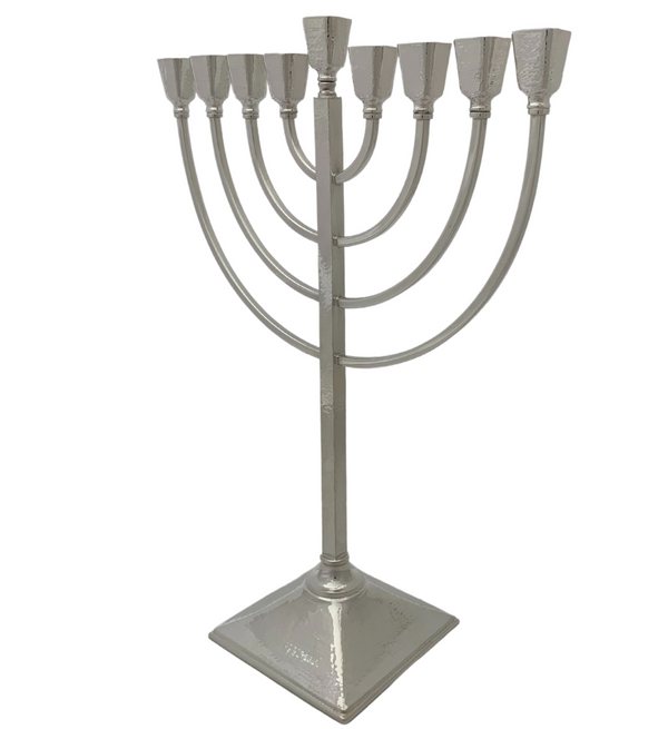 FINE ITALIAN 925 STERLING SILVER HANDMADE MODERN SHINY SLEEK & HAMMERED MENORAH