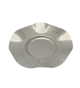 FINE 925 STERLING SILVER HANDMADE MODERN HAMMERED SHINY SLEEK WAVE CUP & TRAY