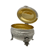 ITALY 925 STERLING SILVER HANDMADE CHASED LEAF APPLIQUE MATTE & SHINY ESROG BOX